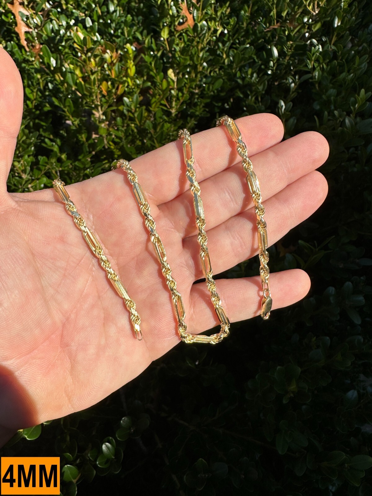 FigaRope Milano Chain Real Solid 14K Gold Plated 925 Silver Necklace Bracelet