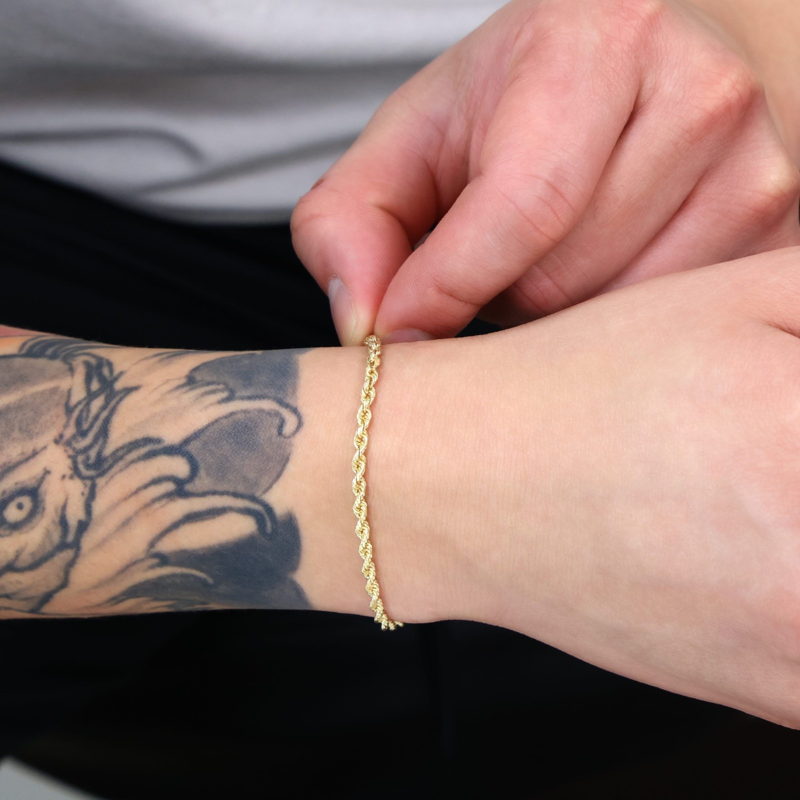 10K Yellow Gold 3mm Diamond Cut Rope Chain Italian Bracelet 7″ 7.5″ 8″ 8.5″ 9″