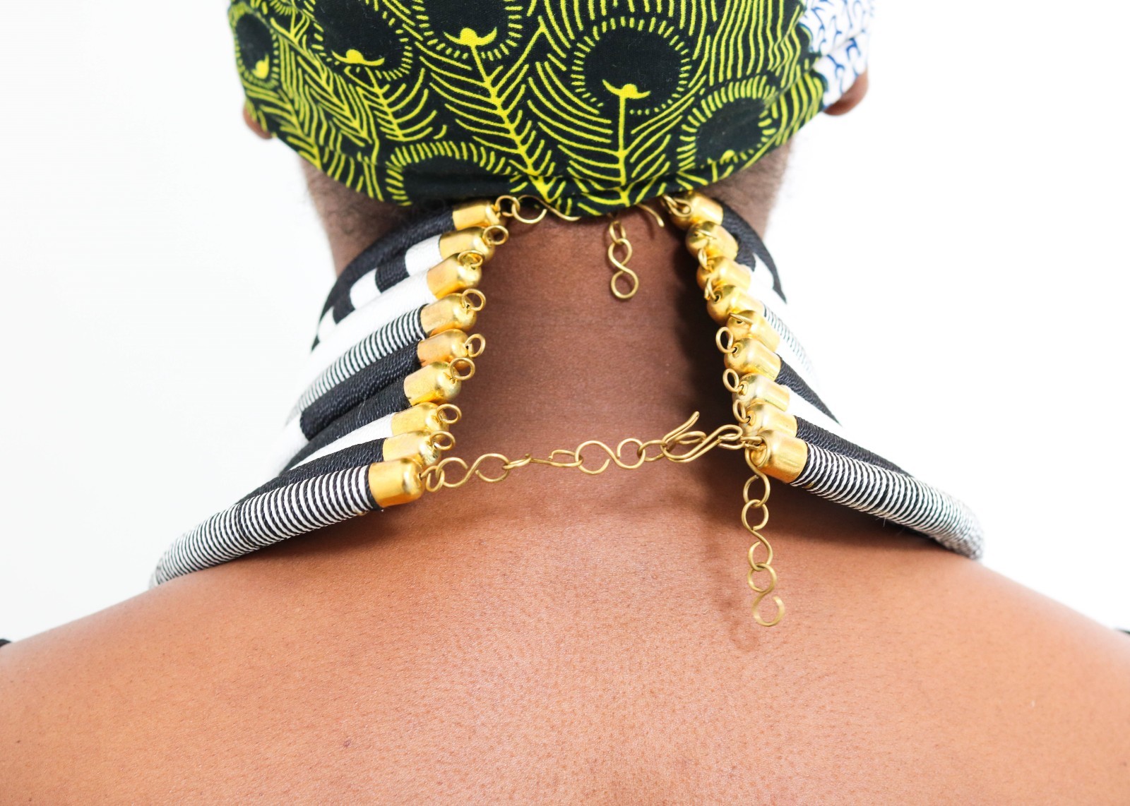 African Silk Thread Choker Necklace Handmade Tribal Statement Collar Jewelry