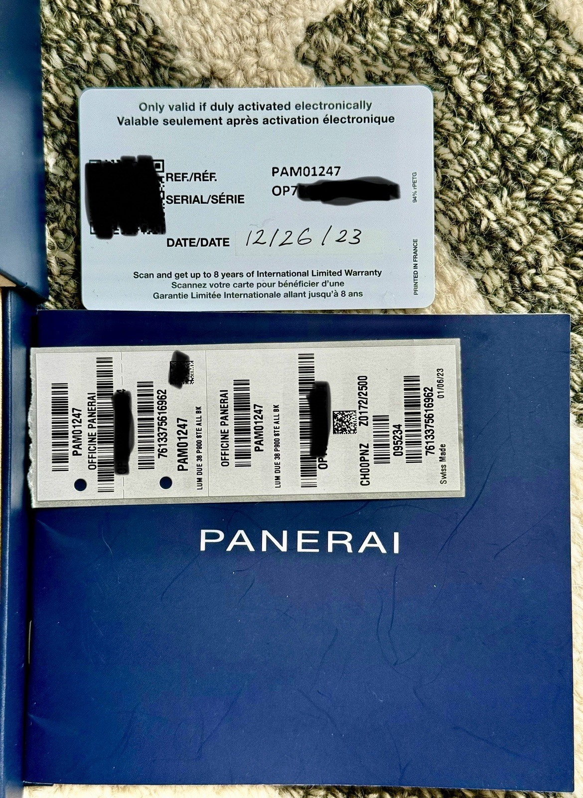 2023 Panerai Luminor Due Automatic Grey 1247 PAM01247 38mm Watch Full Set Straps