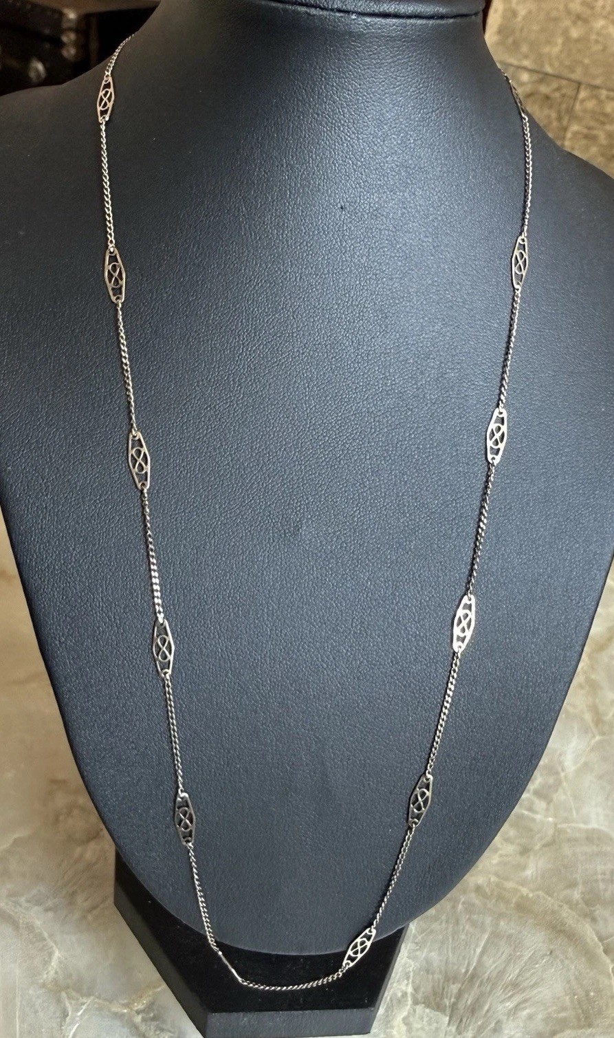 UnoAerre 14k GOLD Chain INFINITY Oval Stations Necklace 20″ ITALY Cool Bronze