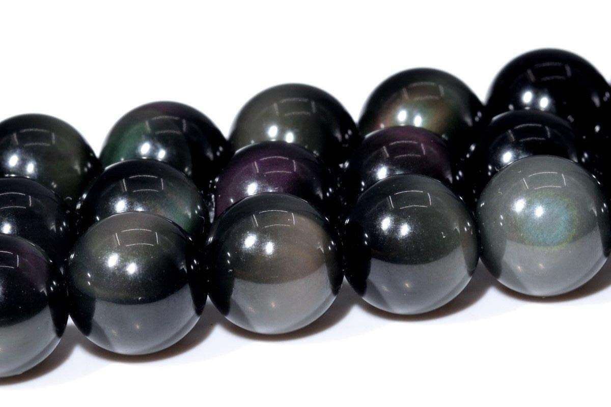 Rainbow Obsidian Smooth Round Beads 4mm 6mm 8mm 10mm 12mm 15.5″ Strand