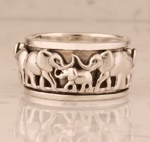 Elephant’s 925 Silver Spinner Ring Handmade Sterling Band Ring All Size SR388