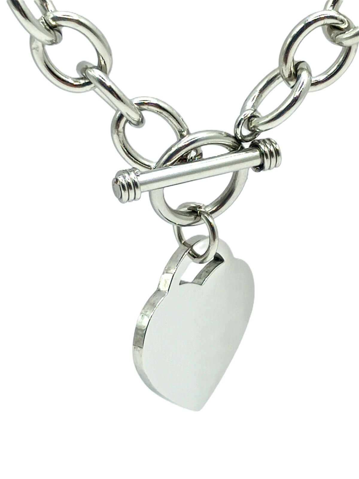 Heart Charm Toggle Necklace | Removable Heart Tag | 316L Premium Grade