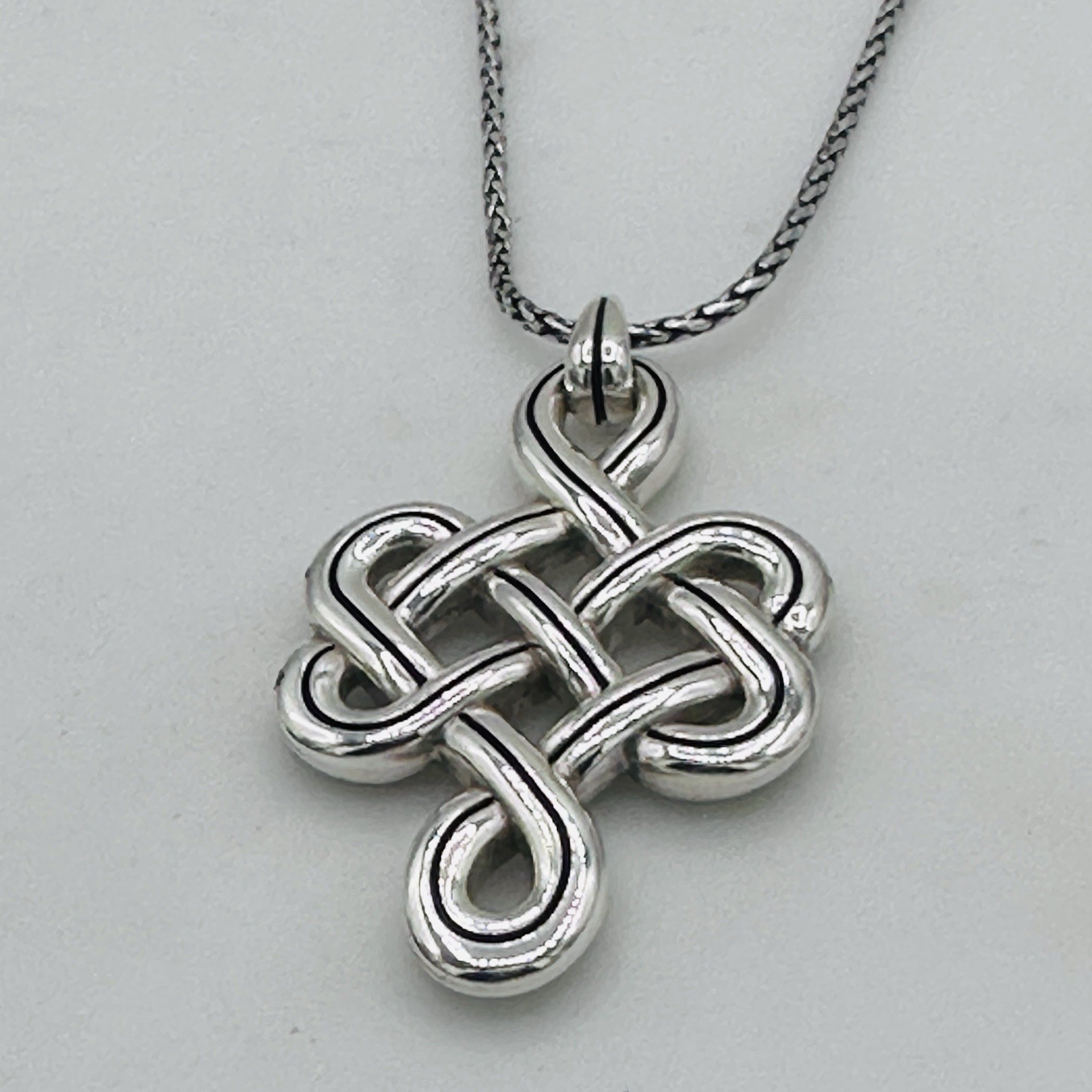 Brighton Celtic Endless Knot Pendant Necklace Adjustable Silver Interlock Chain