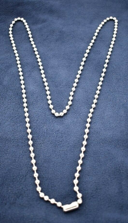 22 INCH 6MM STAINLESS STEEL SILVER BALL CHAIN WITH A STANDARD MILITARY CLASP