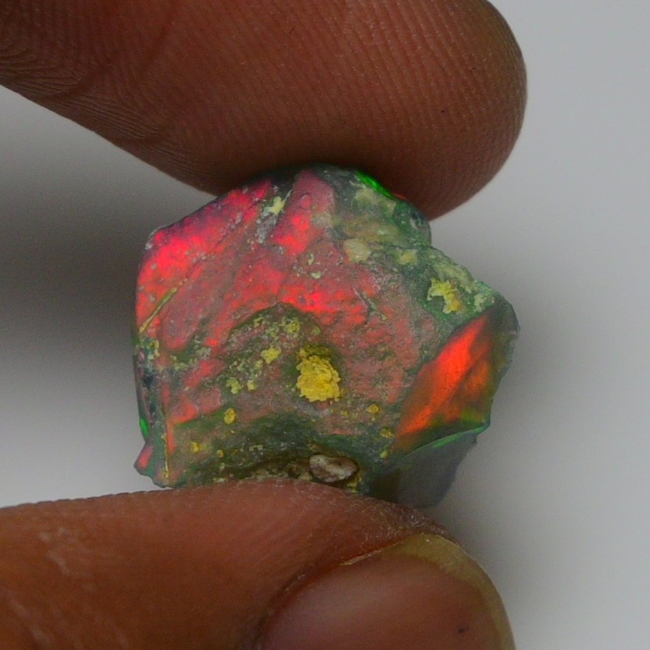 6.7 ct Natural Black Opal Rough Ethiopian, Fire Opal Gemstone, 15x12MM Welo Opal