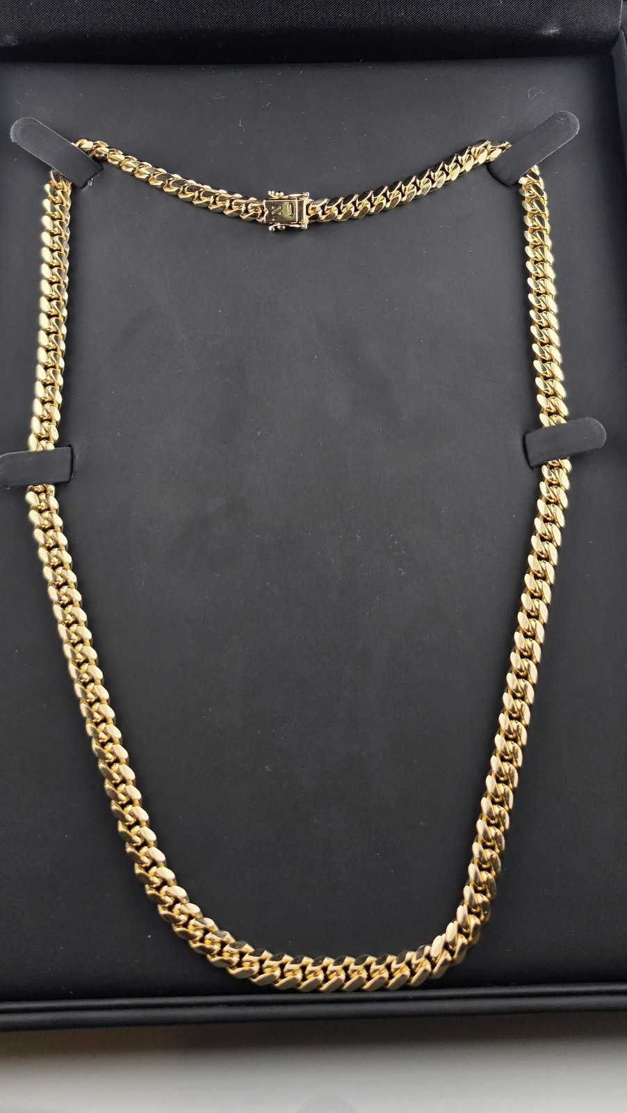 Miami Cuban Chain 14K Yellow Gold with Box Lock 22″ 6.80mm 79 grams