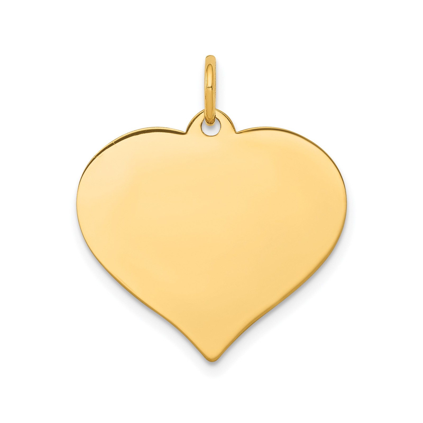 14k Yellow Gold Solid Engravable Heart Pendant Charm Polished 24mm