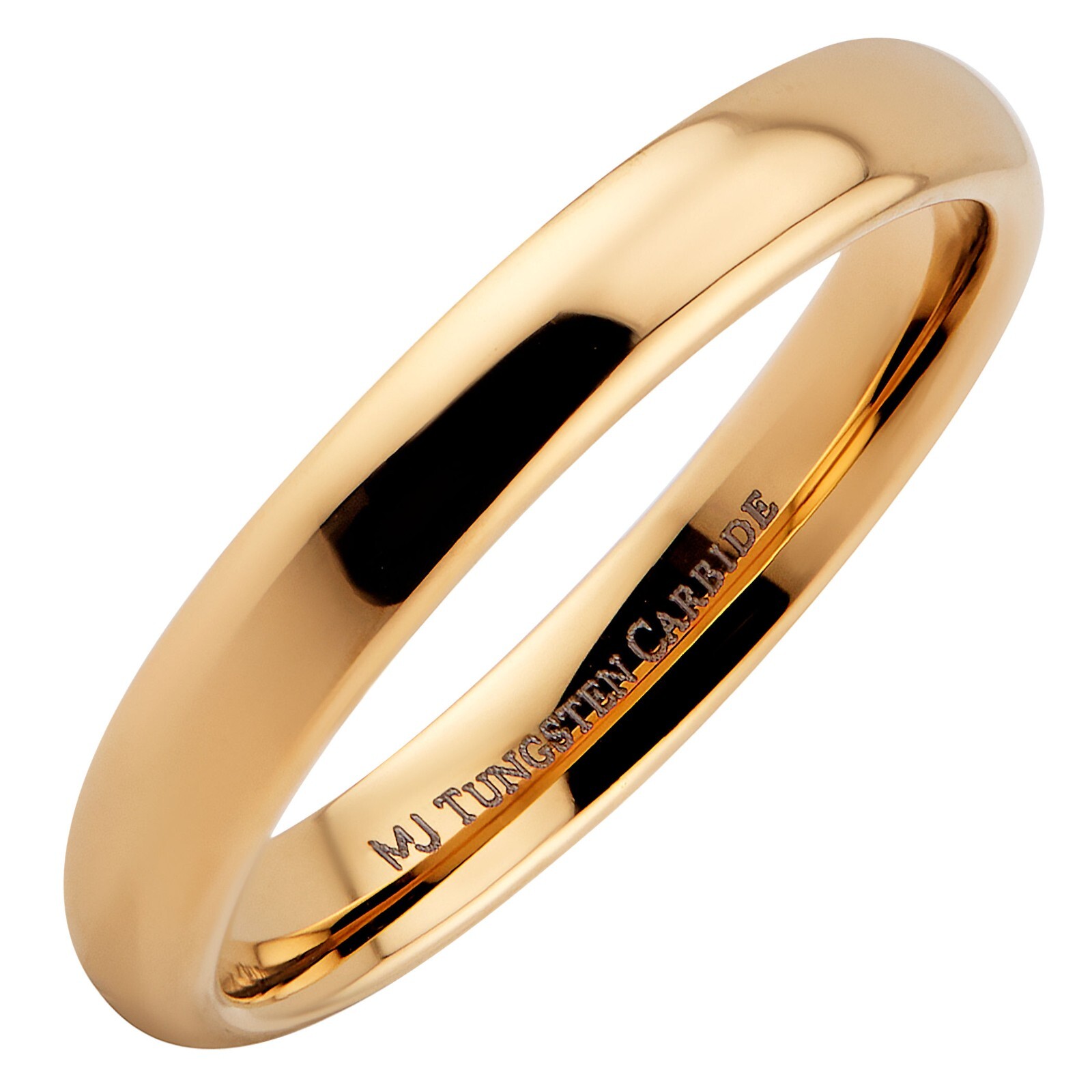 Custom Engraved Gold Plated Tungsten Carbide Classic Half Dome Wedding Band