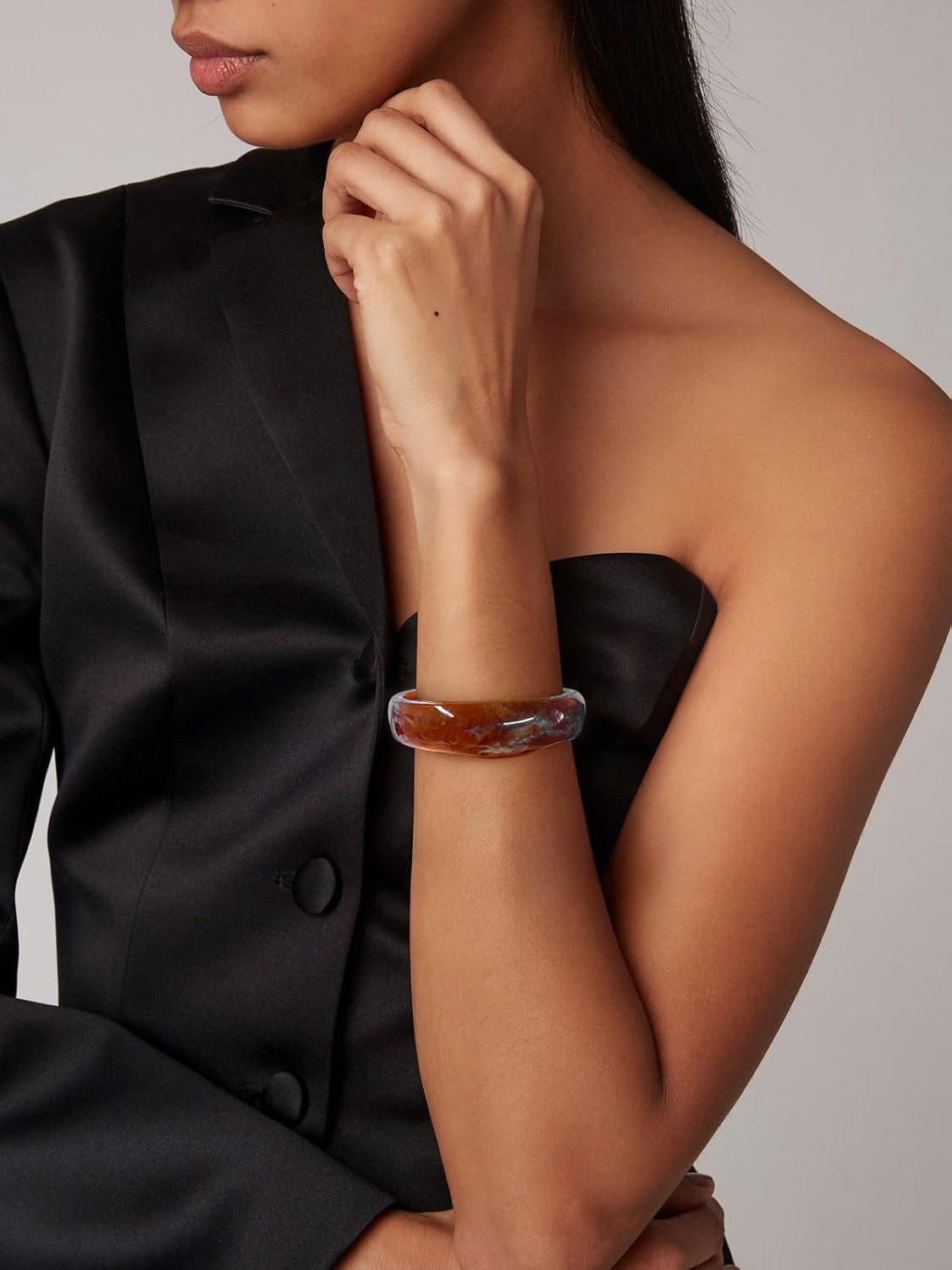 Chunky Acrylic Bangles Bracelets For Women Geometric Acrylic Resin Acetate Mottl