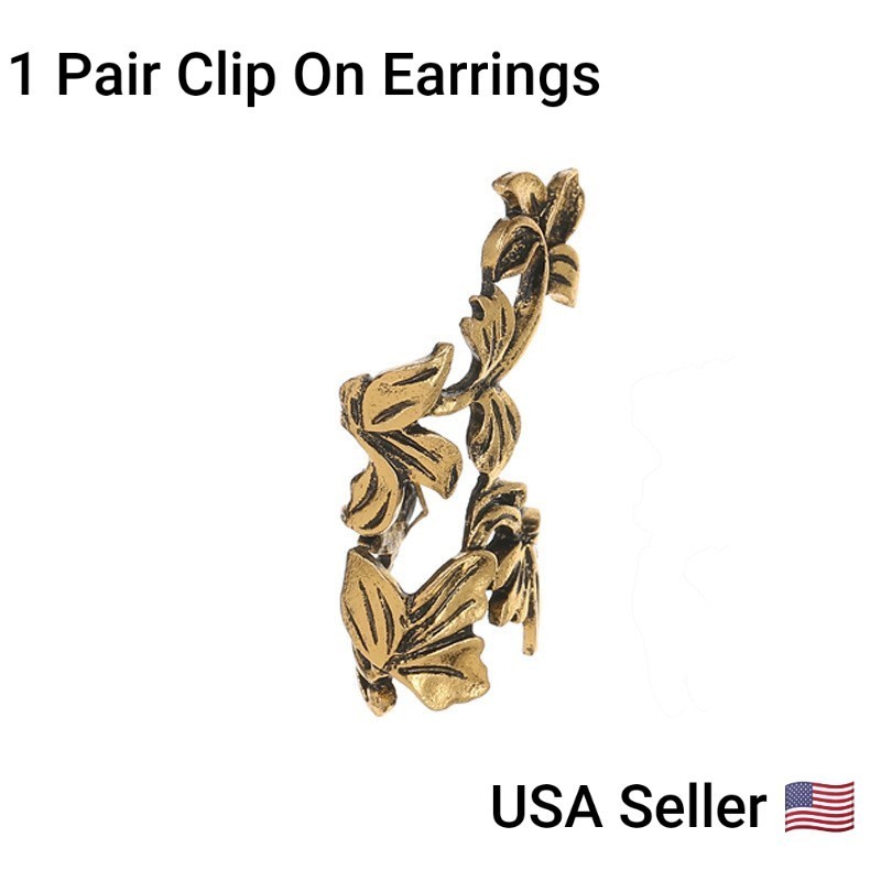 Gorgeous Clip on Earrings for Women Gold Plated Jewelry Free Shipping 1 Pair New