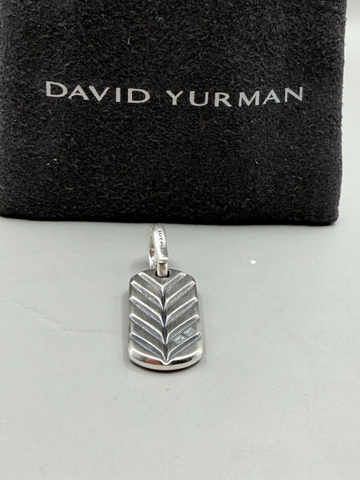 David Yurman Sterling Silver Chevron 21mm Tag Pendant