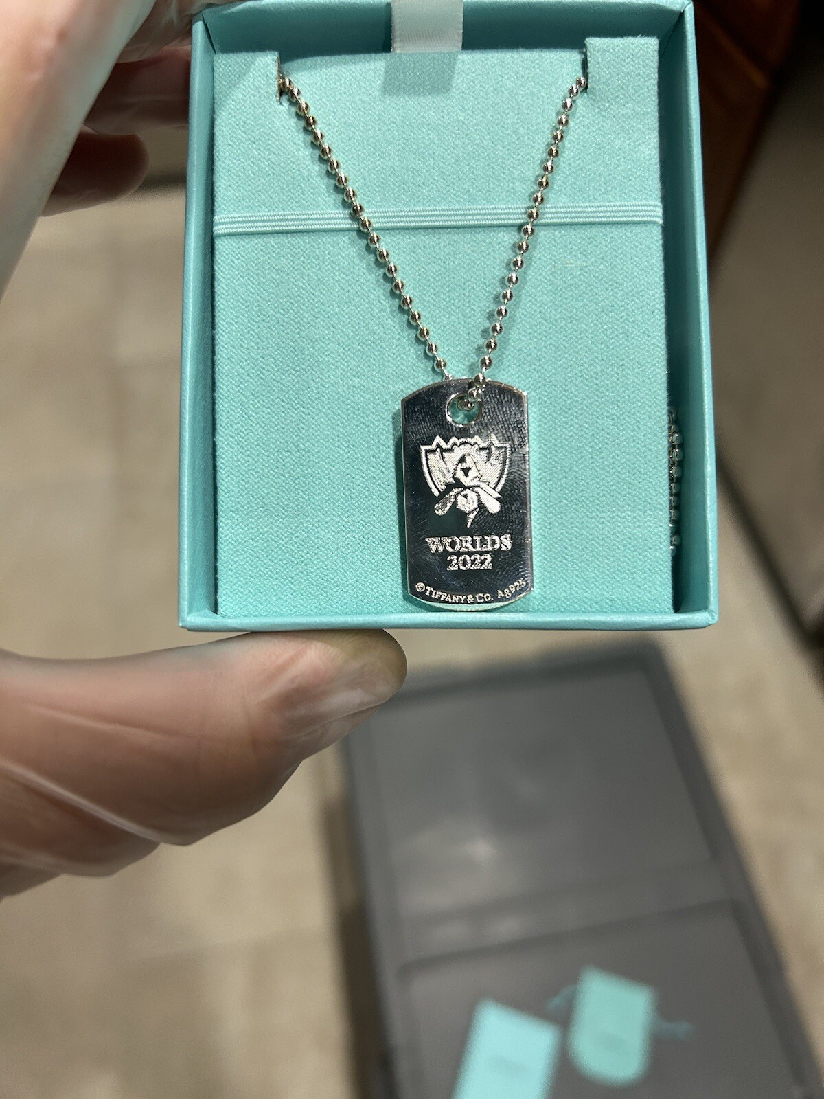 Tiffany And Co League Of Legends Word Championship 2022 Silver Dog Tag Chain New