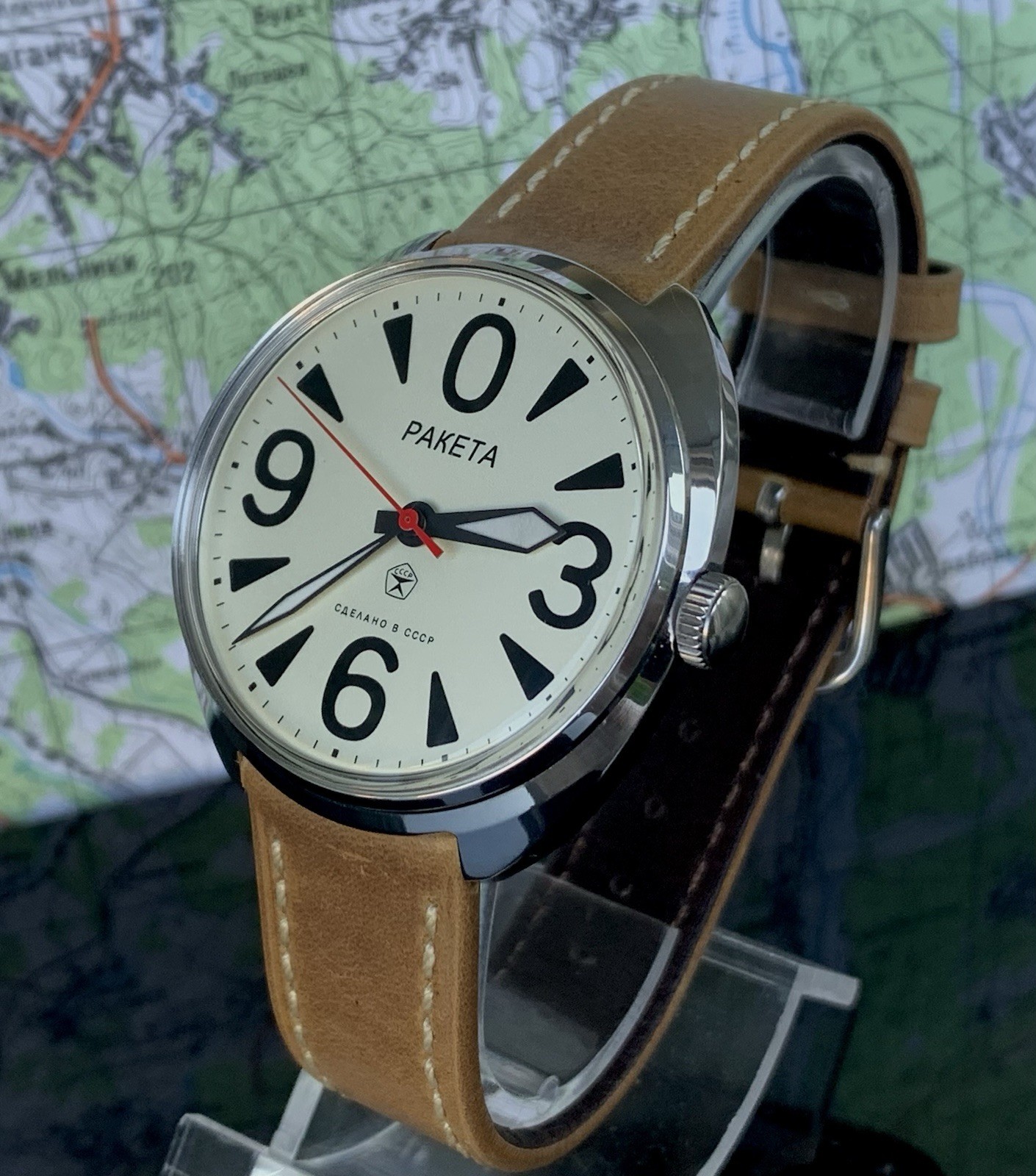 Raketa Big Zero Custom 39mm Steel Watch Serviced USSR Mechanical Movement.