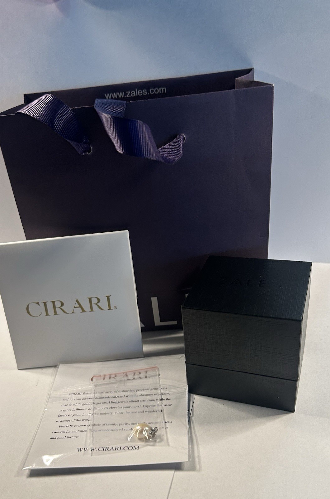 CIRARI 7.00 mm Pearl Charm With Zales Presentation Box, Gift Bag & CIRARI Cloth