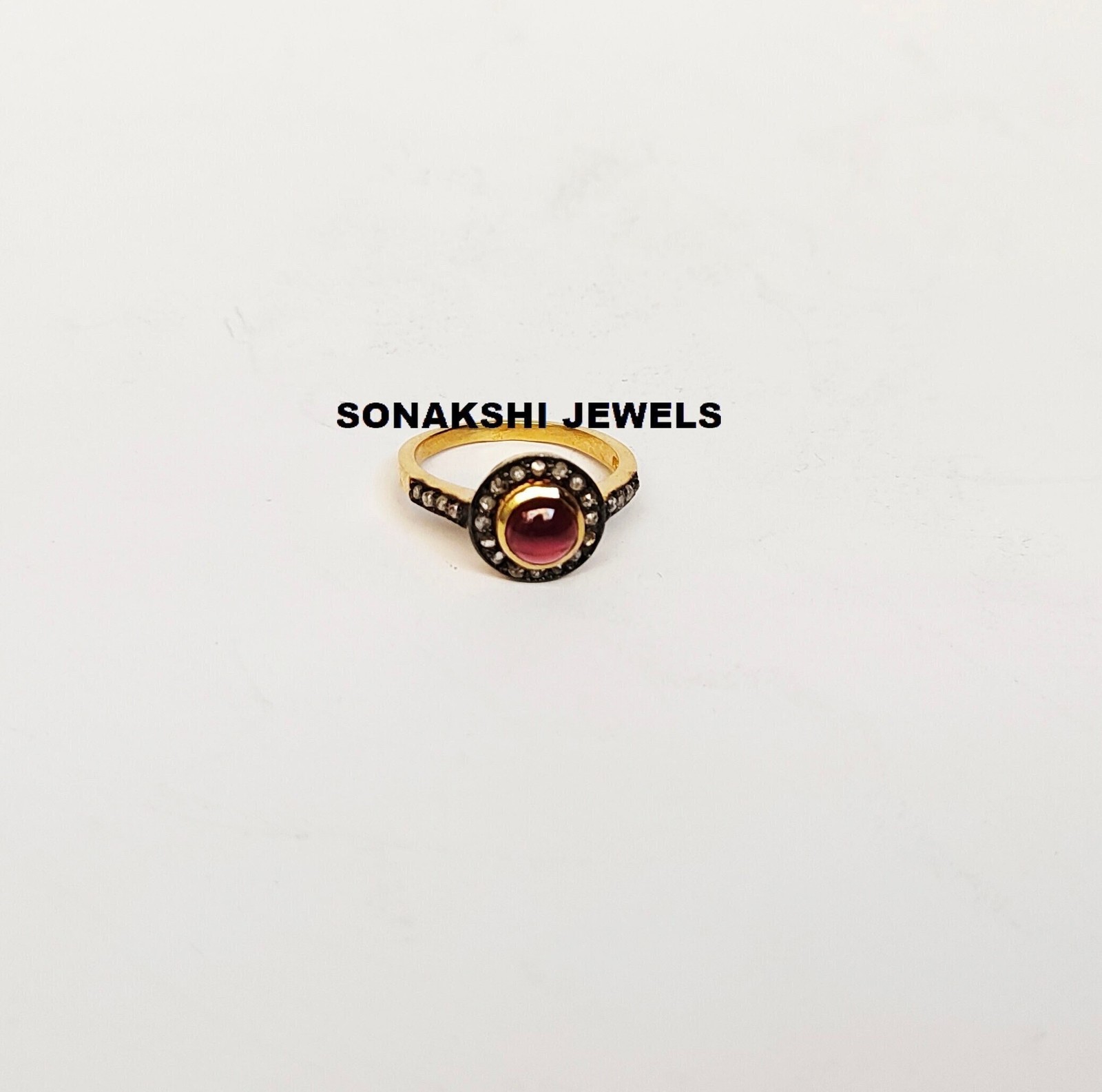 Vintage Ruby Diamond Ring: 925 Sterling Silver Handmade Design Ring