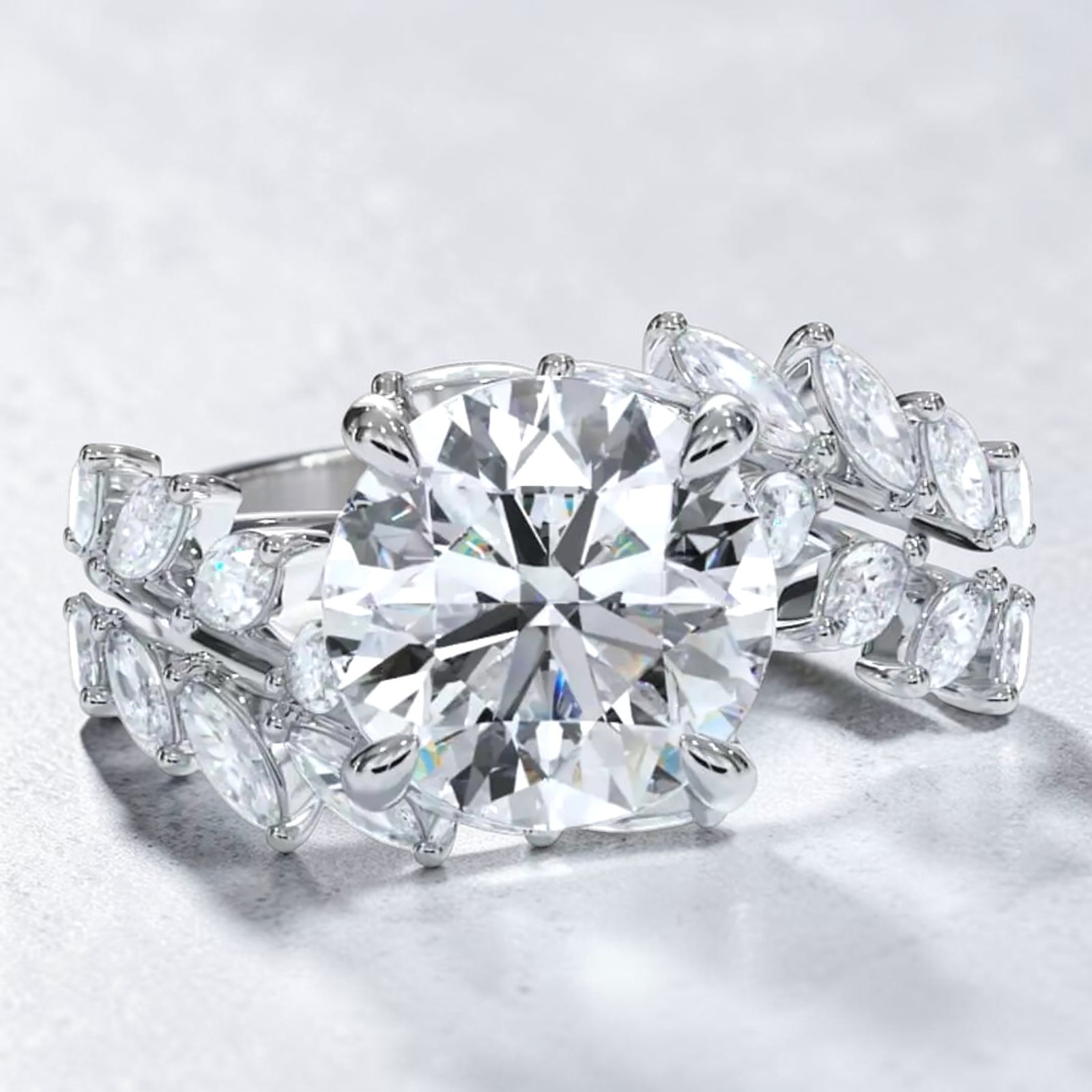950 Platinum IGI Certified Lab Created Diamond Engagement Ring 4.75 CT Round Cut