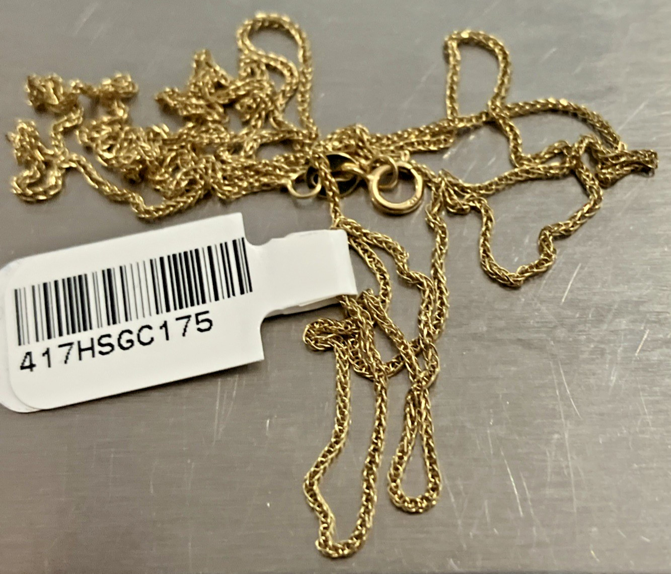 10kt Real Gold Spiga Wheat Semi-Solid/Hollow Chain 1.75grams 24″ Starz Brand NWT