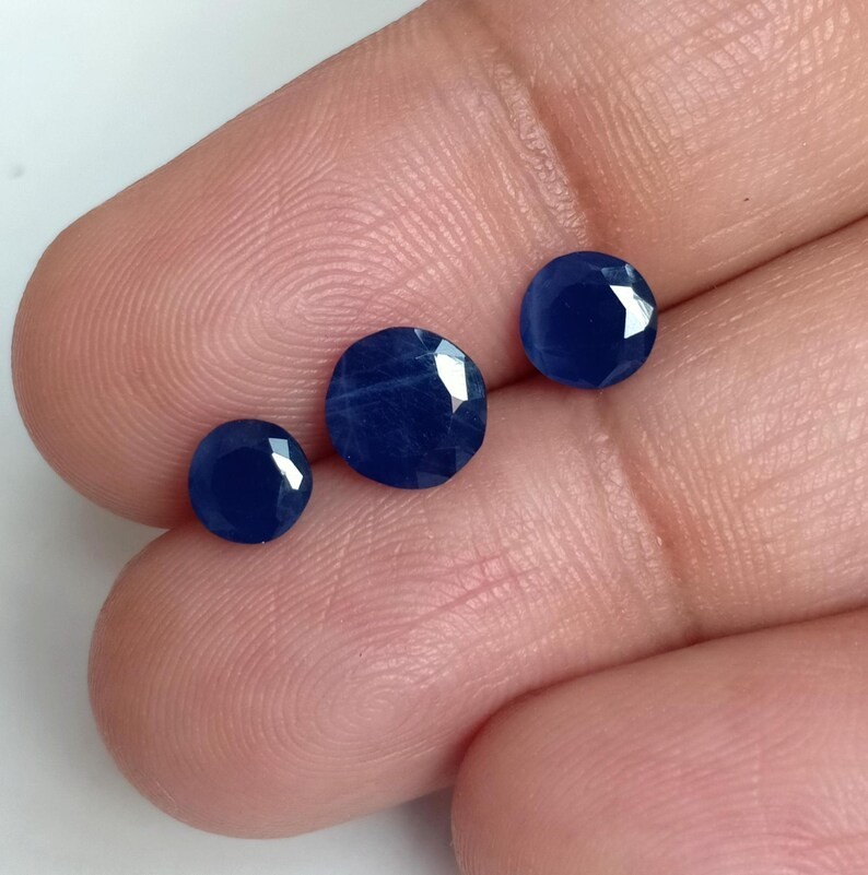 Certified Natural Blue Sapphire Round No Heat No Treat Loose Gemstone 3.47 Ct