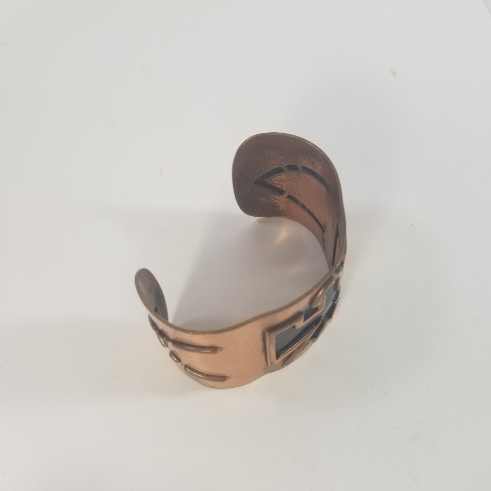 Vintage Wide Copper Cuff Bracelet Native American Thunderbird