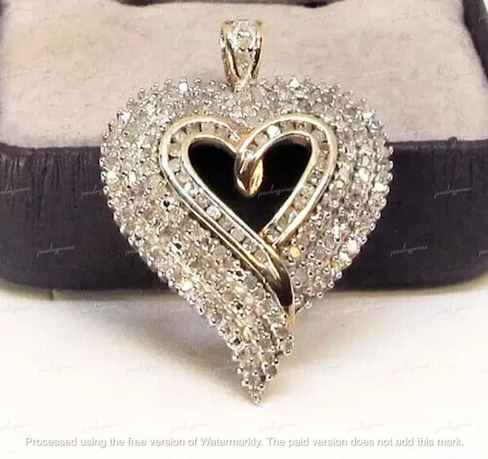 2Ct Round Cut Lab-Created Diamond Heart Pendant 14k Yellow Gold Plated 18″ Chain