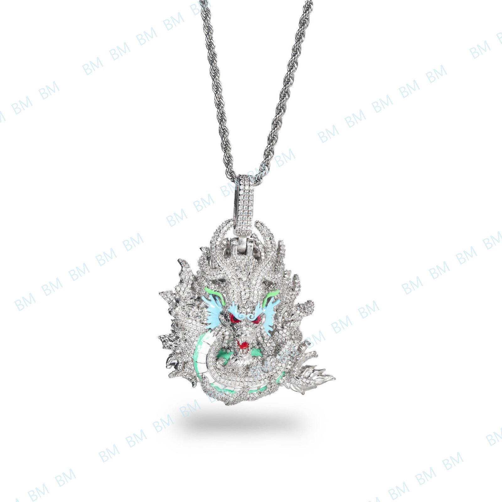 Gold Plated Copper 5A Zircon Chinese Dragon Pendant With Free Chain A++++