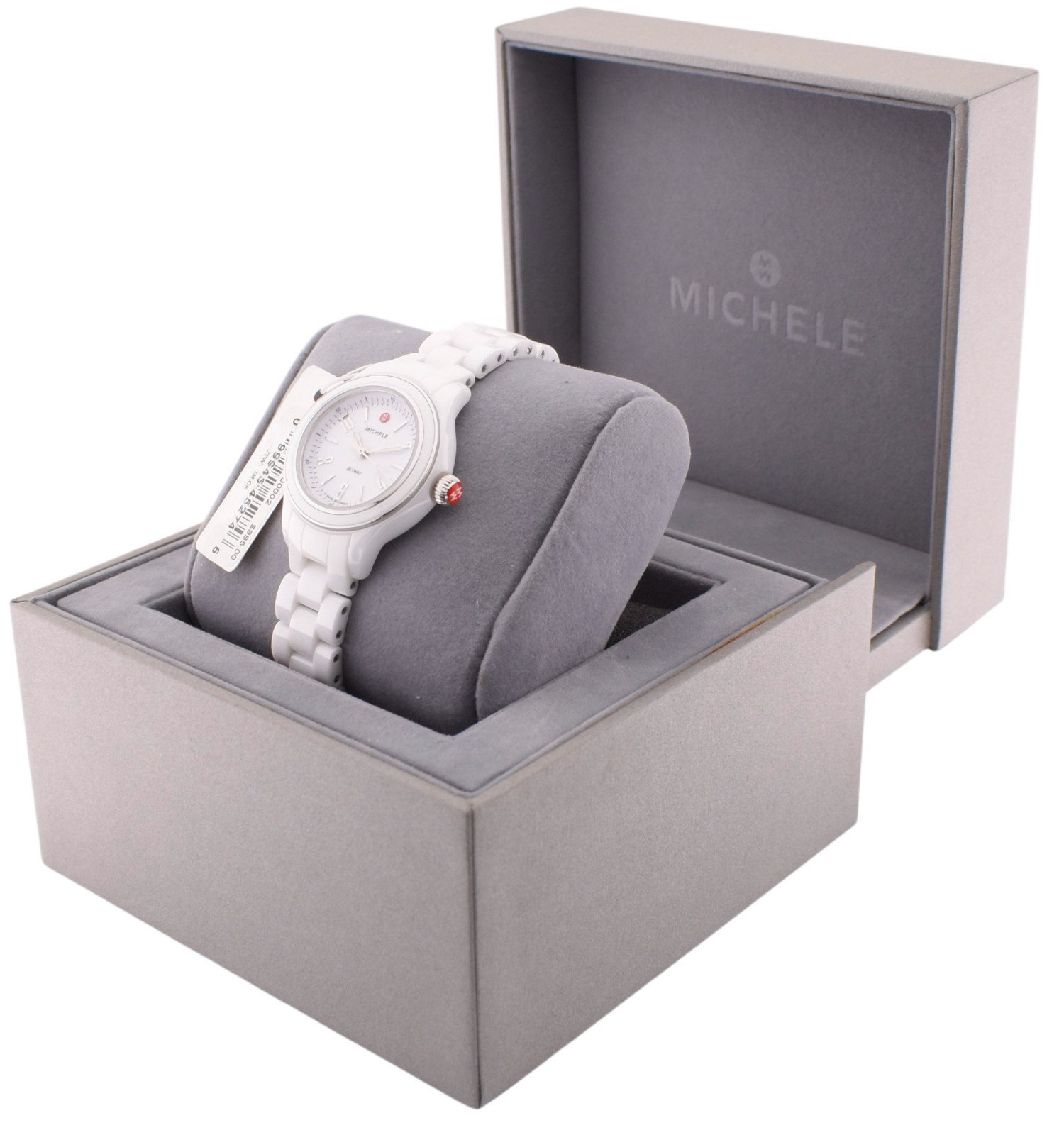 NEW Michele Jetway Mini Ceramic White Bracelet Swiss Watch MWW17E000002 $995.00