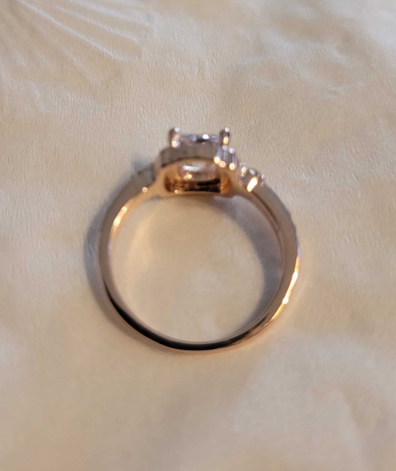 Rose Gold-Tone Halo Ring Cushion Cut Simulated Diamond – Size 6