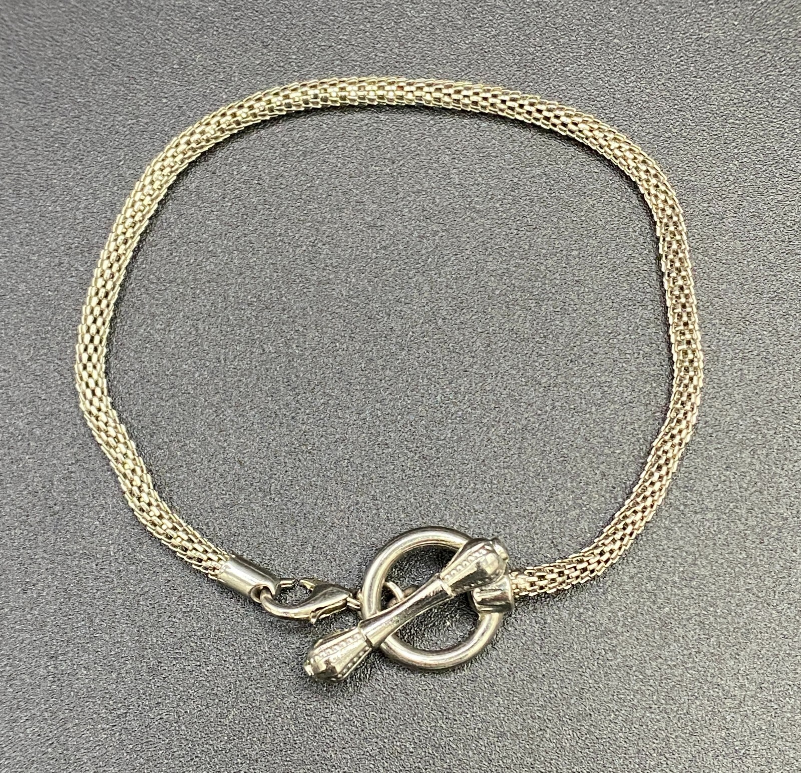 Silver Tone Mesh Starter Charm Toggle Bracelet