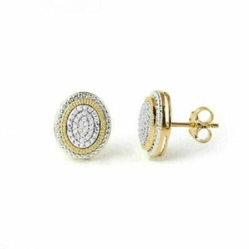 2Ct Lab Created Round Diamond Women’s Stud Earrings 14K Yellow/White Gold Over