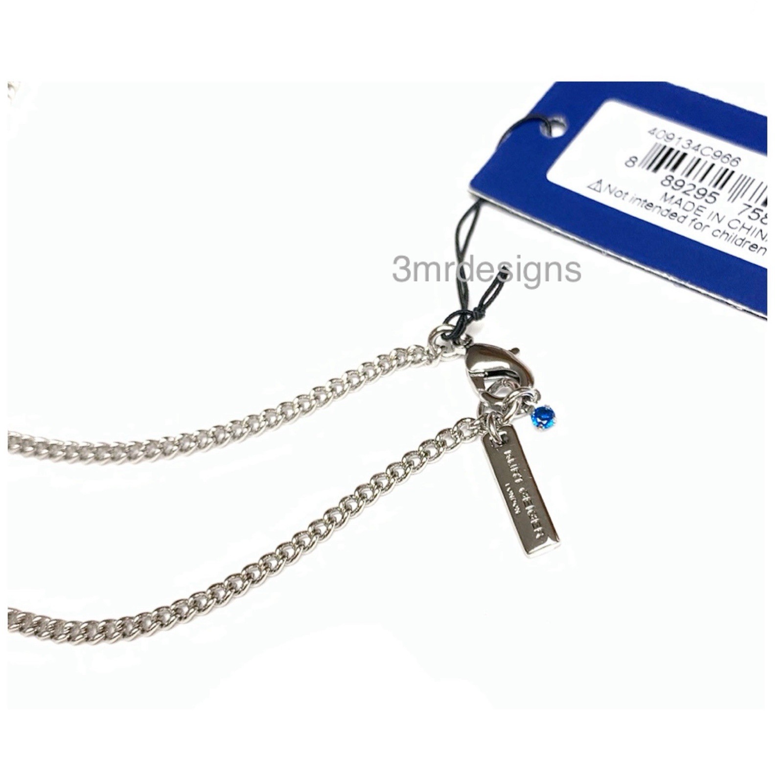 NWT KURT GEIGER Rainbow Crystals Silver Tone Kensington Mini Bag Long Necklace