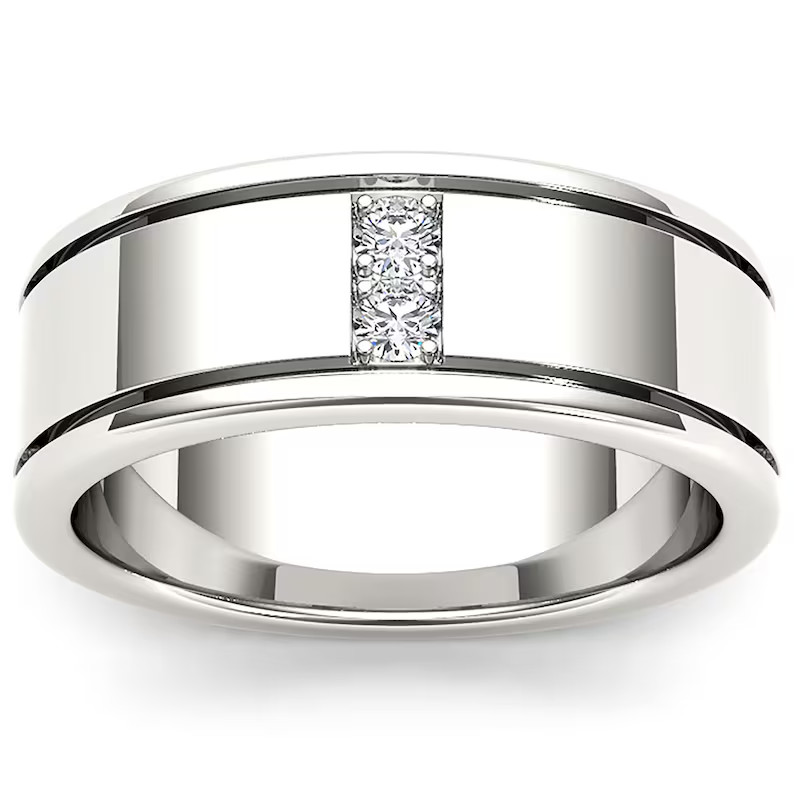 2.47 Ct Round Cut Simulated Diamond Men’s Engagement Ring 14K White Gold Plated