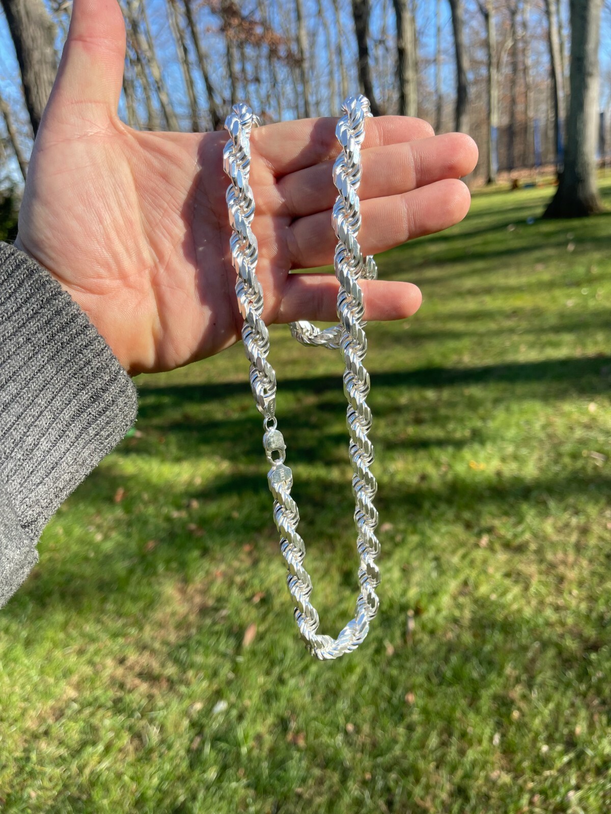 Real Solid 925 Sterling Silver 11mm Thick Men’s Rope Chain Necklace Heavy Kilo