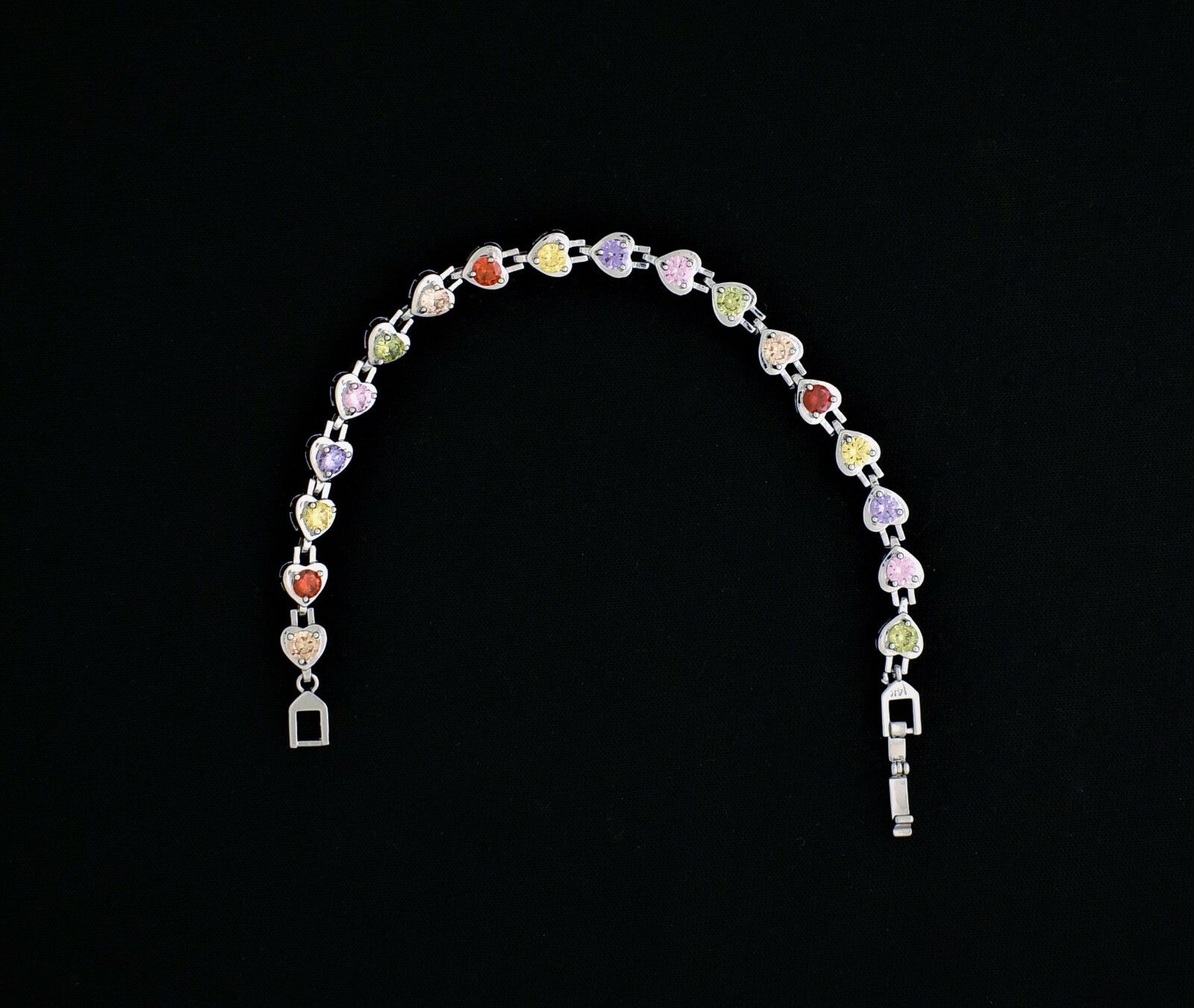 Gem Heart Multicolor Tennis Bracelet