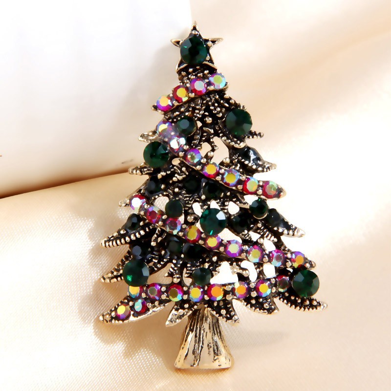 Vintage Crystal Baroque Christmas Tree Brooch Pin Jewelry Gift Accessories