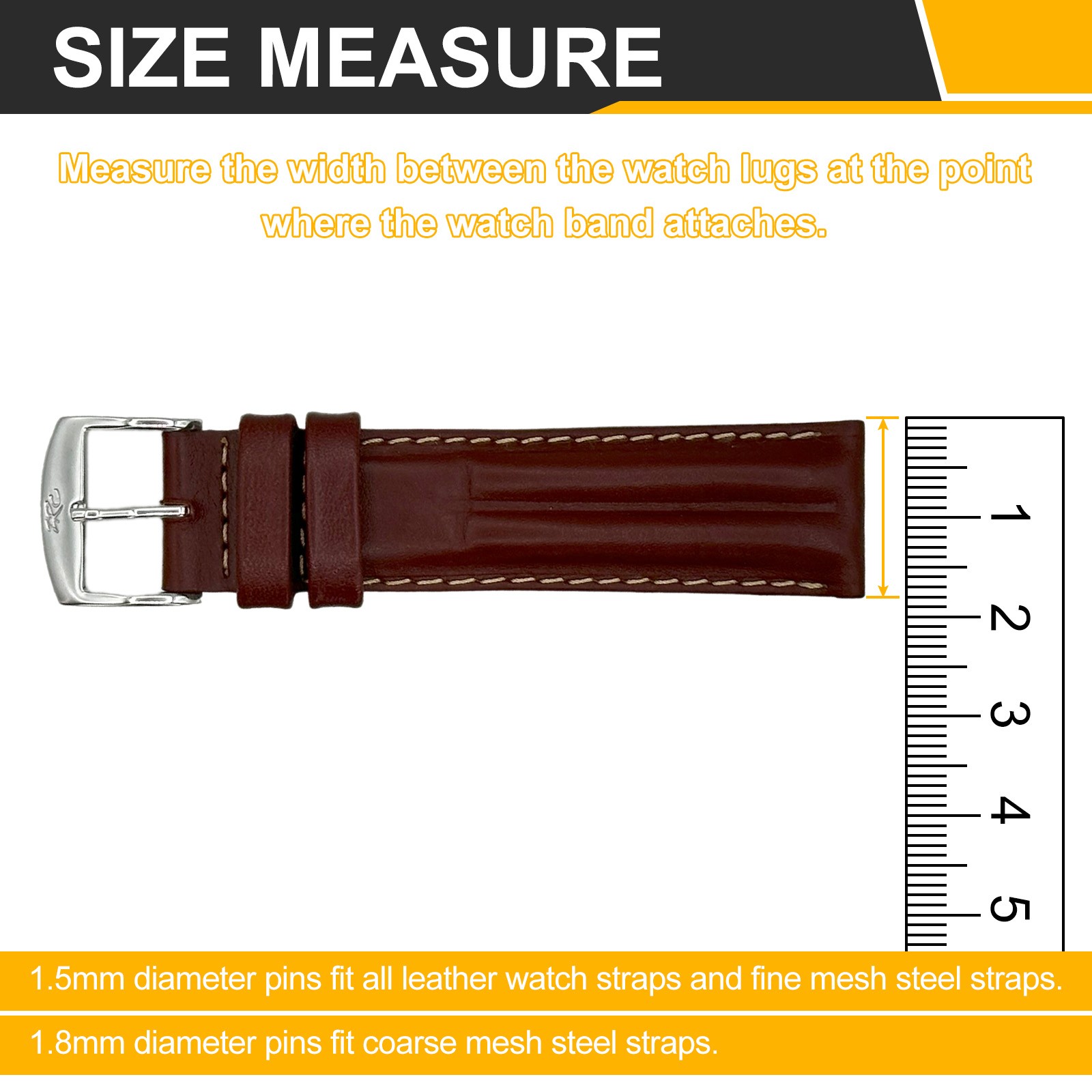 8pcs 23mm Watch Spring Bar Pins 1.5mm+1.8mm Diameter Stainless Steel Band Pins