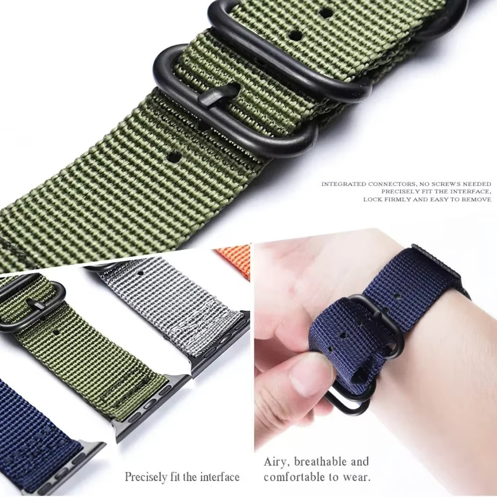 Nylon Strap For Apple watch band Ultra 2 45mm 41mm 42mm 49mm Military Woven band