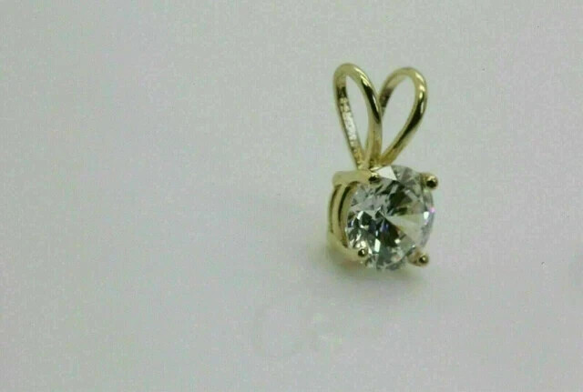 Only Pendant With Free Chain Tester Pass Moissanite Round Yellow Gold Plated 2Ct