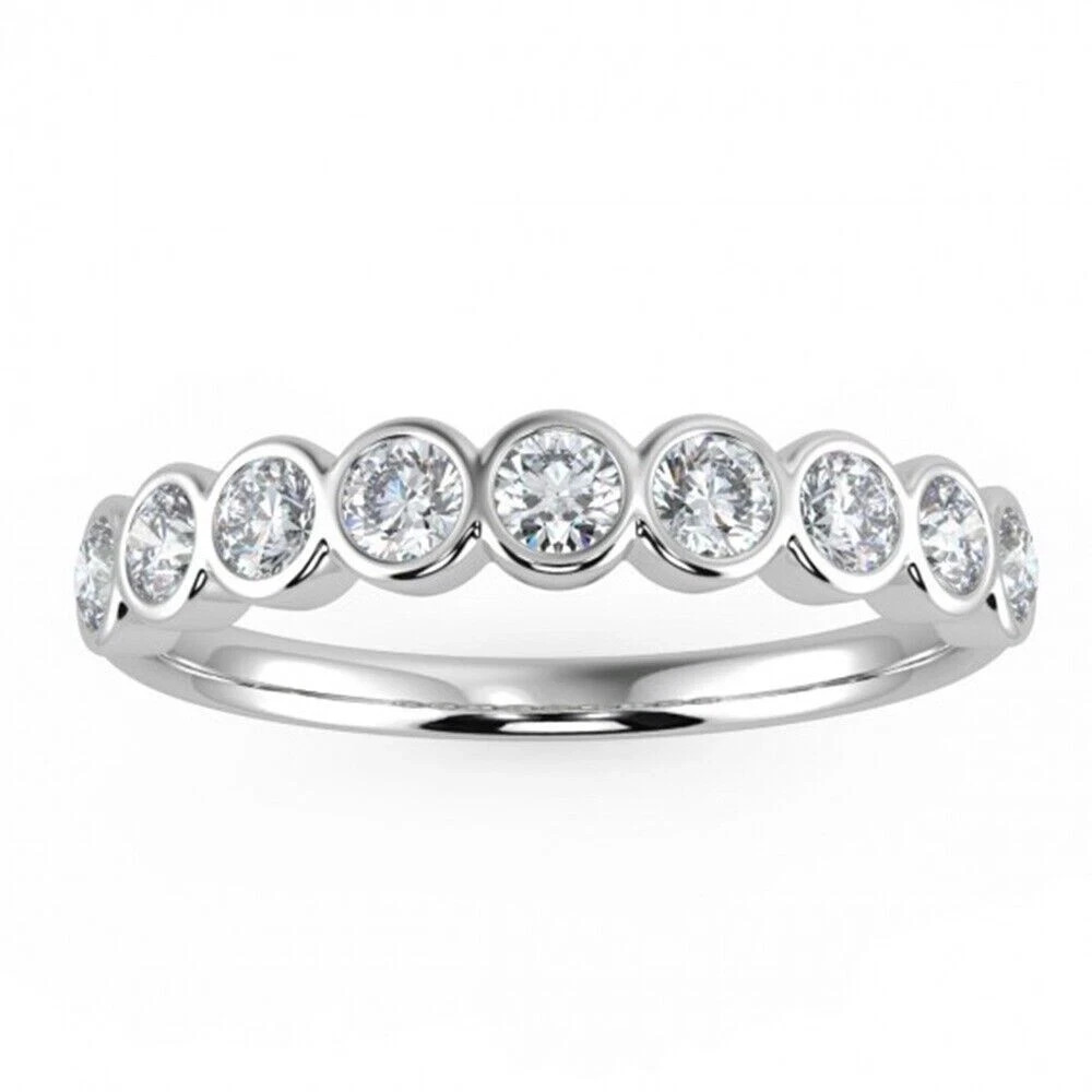 2Ct Round Cut Lab Created Moissanite Women Band Ring 14K White Gold Plated