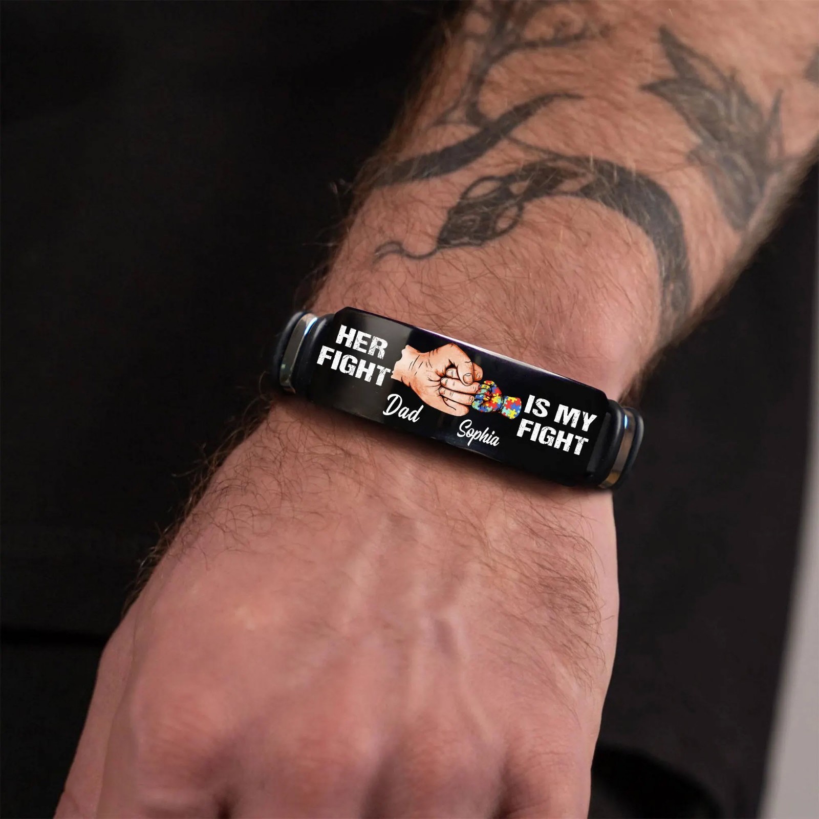 Personalized Autism Dad Bracelet His Fight Is My Fight Autism Awareness