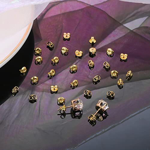 18K Earring Gold Backs Replacement Stud Post Butterfly Push Safety Locking 30 Pc