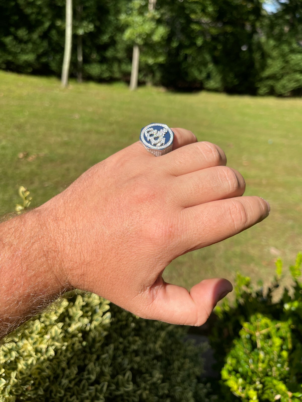 Real Solid 925 Sterling Silver Allah Islamic Arabic Ring Iced CZ Hip Hop