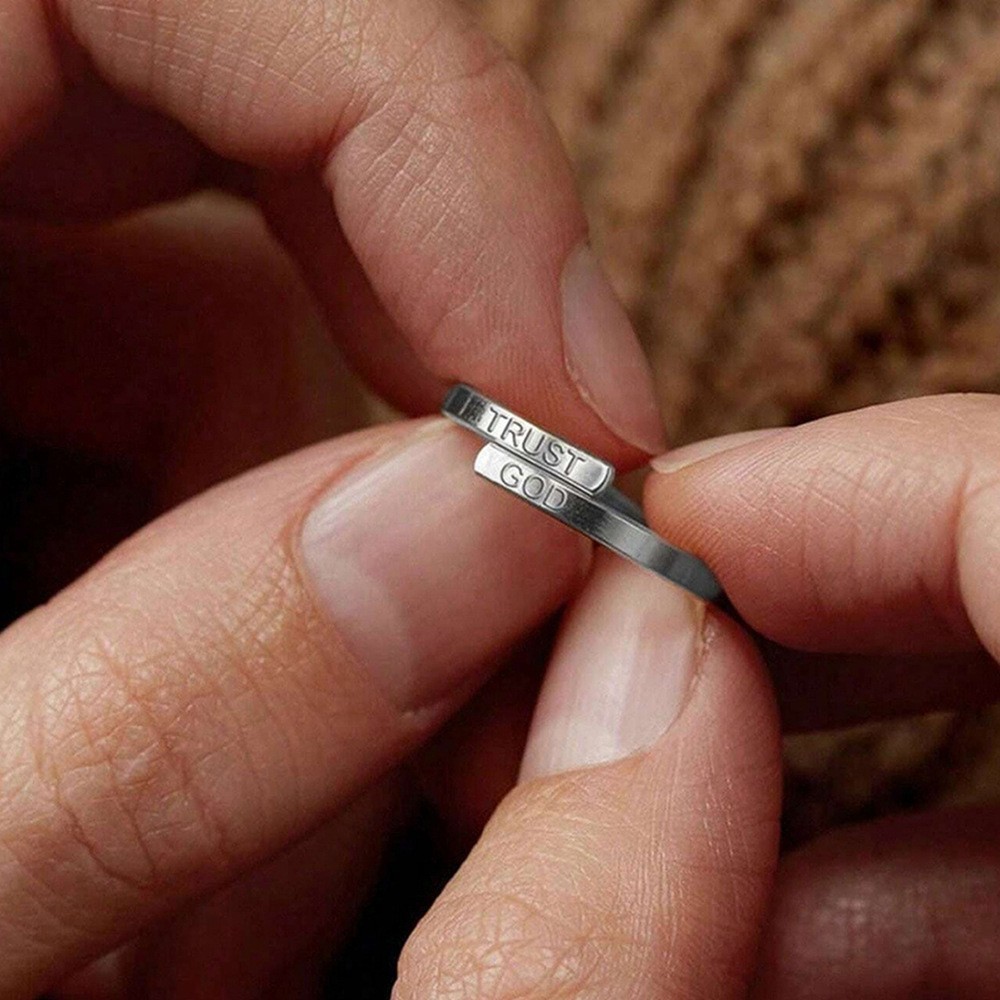 Adjustable Opening Trust God Ring Believe God Couple Ring Men’s And Women’s