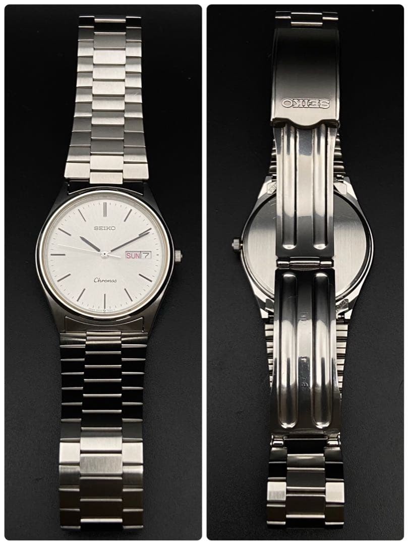 Working item SEIKO Chronos Day Date Wristwatch 5H23 7D40 New Battery