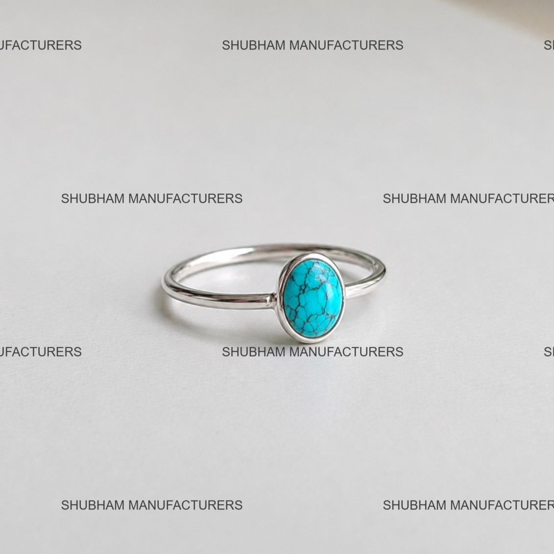 Genuine Turquoise Small Ring 925 Sterling Silver Dainty Band Jewelry Gift Women