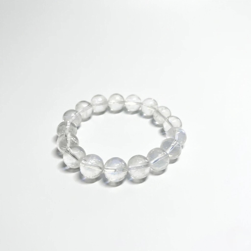 Natural Clear Quartz Beaded Bracelet 11mm Round Beads 18cm Stretch Crystal gift
