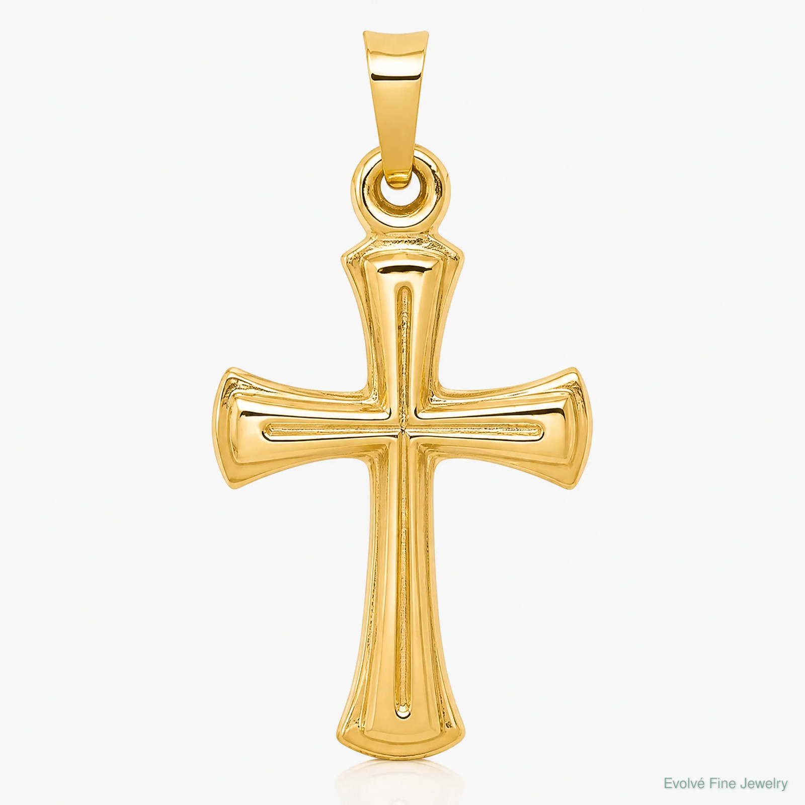 14K Yellow Gold Hollow Cross Pendant