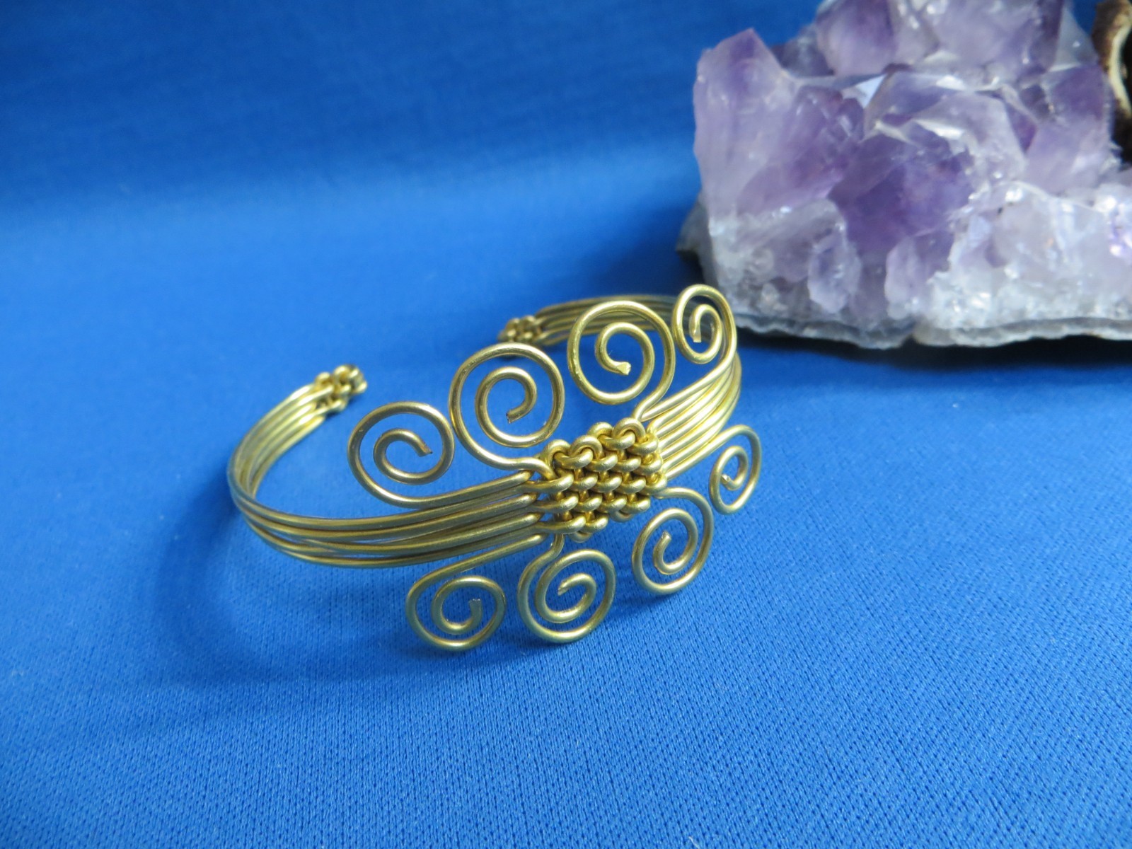 AFRICAN JEWELRY KENYA HAND-CRAFTED POLISHED BRASS WIRE BANGLE BRACELET