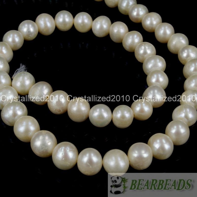 Natural White Freshwater Pearl Round Beads 5mm 6mm 7mm 8mm 9mm 10mm 11mm 16″